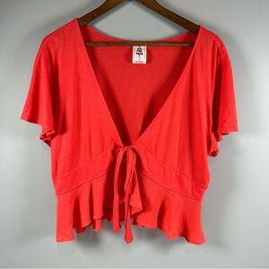 Free People We The Free "Knot Me" Short Sleeve Red Top Women's Size Large